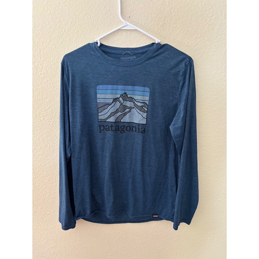 Patagonia Mens Capilene Cool Daily Graphic Long Sleeve Shirt Blue A1130 Med